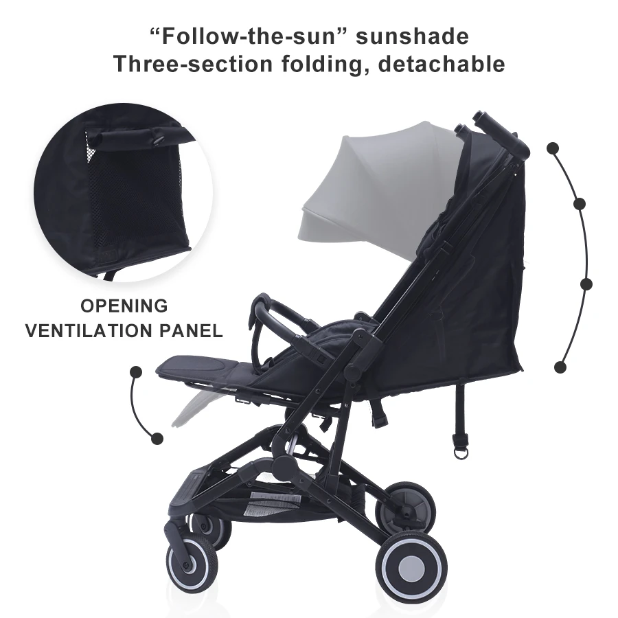 compact stroller adjustable canopy