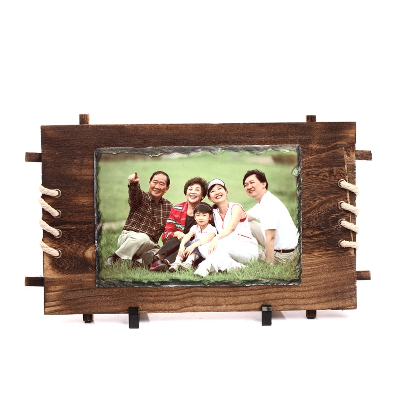40CM*25CM Rectangular Sublimation Photo Slate with Clock with wooden frame