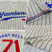 Custom Cream Black Pinstripe Red-Royal Authentic Baseball Jersey