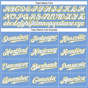 Custom Light Blue White Pinstripe White-Gold Authentic Baseball Jersey