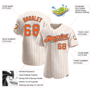 Custom White Orange Pinstripe Orange-Black Authentic Baseball Jersey