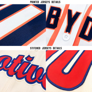 Custom Cream Navy Pinstripe Navy-Red Baseball Jersey