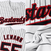 Custom White Black Pinstripe Black-Red Authentic Baseball Jersey