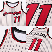 Custom Cream Black Pinstripe Maroon-Black Authentic Basketball Jersey