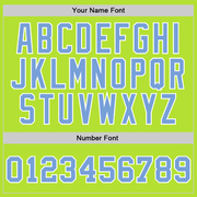 Custom Neon Green Light Blue-White Authentic Throwback Basketball Jersey