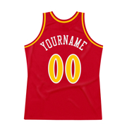 Custom Red Gold-White Authentic Throwback Basketball Jersey