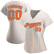 Custom White Orange Pinstripe Orange-Black Authentic Baseball Jersey