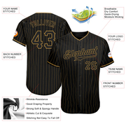Custom Black Old Gold Pinstripe Black Authentic Baseball Jersey