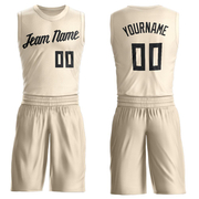 Custom Cream Black Round Neck Suit Basketball Jersey