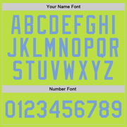 Custom Neon Green Light Blue-White Authentic Throwback Basketball Jersey