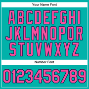 Custom Aqua White Pinstripe Pink-Navy Authentic Baseball Jersey