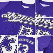 Custom Purple Black Pinstripe White-Gray Authentic Baseball Jersey