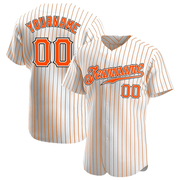 Custom White Orange Pinstripe Orange-Black Authentic Baseball Jersey