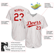 Custom White Red Pinstripe Red-White Authentic Baseball Jersey