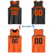 Custom Reversible Black Orange Double Side Basketball Jersey