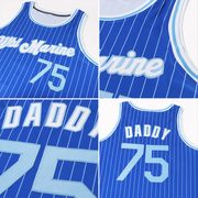 Custom Royal White Pinstripe Light Blue-White Authentic Basketball Jersey