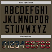 Custom Olive Vintage USA Flag Black-Old Gold Authentic Throwback Salute To Service Basketball Jersey