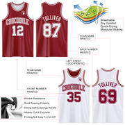 Custom Reversible Maroon White Double Side Basketball Jersey