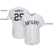 Custom White Navy Pinstripe Navy Baseball Jersey