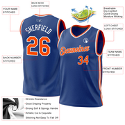 Custom Royal Orange-White Authentic Throwback Basketball Jersey