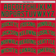 Custom Red Hunter Green-Neon Green Authentic Throwback Basketball Jersey