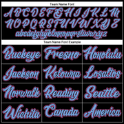 Custom Black White Pinstripe Pink-Light Blue Authentic Basketball Jersey