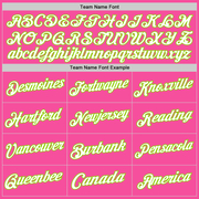 Custom Pink White-Neon Green Authentic Throwback Basketball Jersey