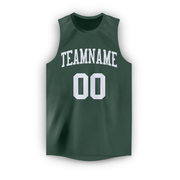 Custom Hunter Green White Round Neck Basketball Jersey