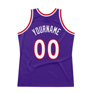 Custom Purple White-Red Authentic Throwback Basketball Jersey