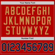 Custom Red Navy-Old Gold Authentic Throwback Basketball Jersey