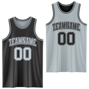 Custom Reversible Black Silver Double Side Basketball Jersey