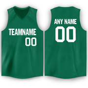 Custom Kelly Green White V-Neck Basketball Jersey