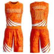 Custom Bay Orange White Wind Shapes Round Neck Sublimation Basketball Suit Jersey