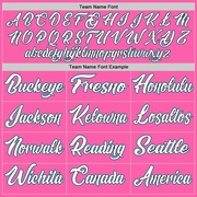 Custom Pink White-Light Blue Authentic Throwback Basketball Jersey