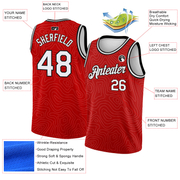 Custom Red White-Black Rounded Zigzag Lines Authentic City Edition Basketball Jersey