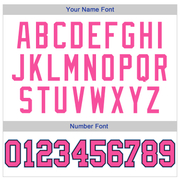 Custom White Pink Black-Light Blue Authentic Throwback Basketball Jersey