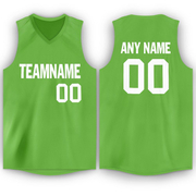 Custom Neon Green White V-Neck Basketball Jersey