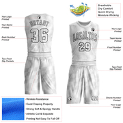 Custom Gray White-Black Round Neck Sublimation Basketball Suit Jersey