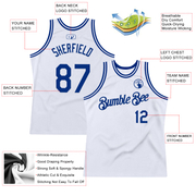 Custom White Royal Authentic Throwback Basketball Jersey