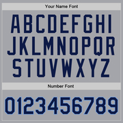 Custom Gray Navy-Light Blue Authentic Throwback Basketball Jersey