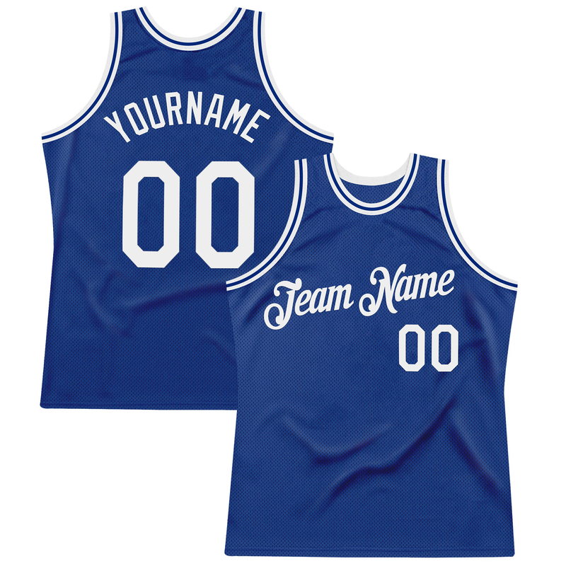 Custom Royal White Authentic Throwback Basketball Jersey
