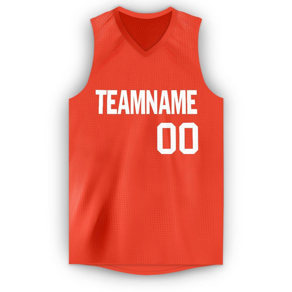 Custom Orange White V-Neck Basketball Jersey