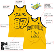 Custom Gold Gold-Black Authentic Throwback Basketball Jersey