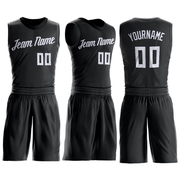 Custom Black White Round Neck Suit Basketball Jersey