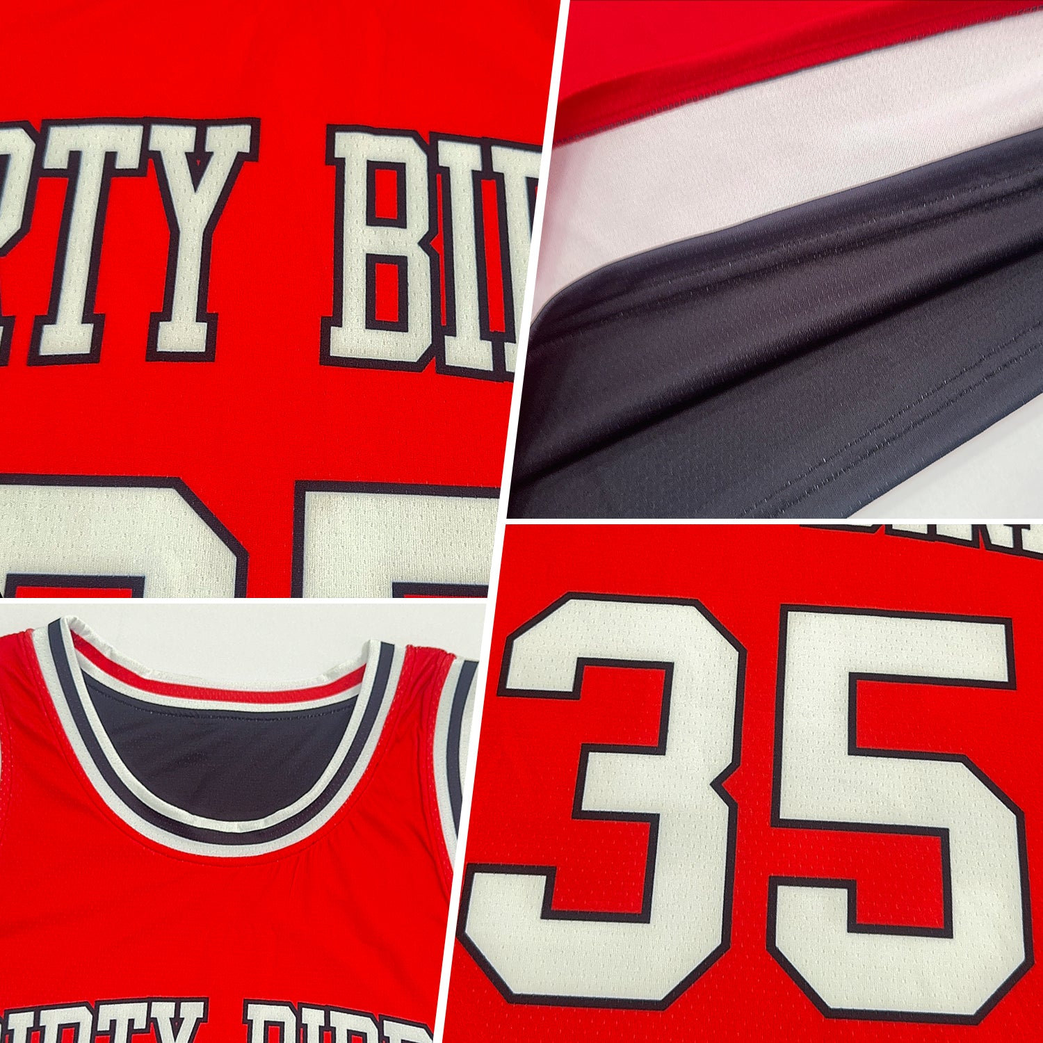 Custom Reversible Black White-Red Double Side Basketball Jersey
