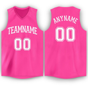 Custom Pink White V-Neck Basketball Jersey