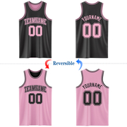 Custom Reversible Black Light Pink Double Side Basketball Jersey