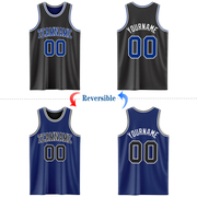 Custom Reversible Black Royal-White Double Side Basketball Jersey