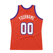 Custom Orange White-Purple Authentic Throwback Basketball Jersey
