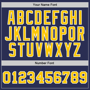 Custom Navy Gold-White Authentic Throwback Basketball Jersey